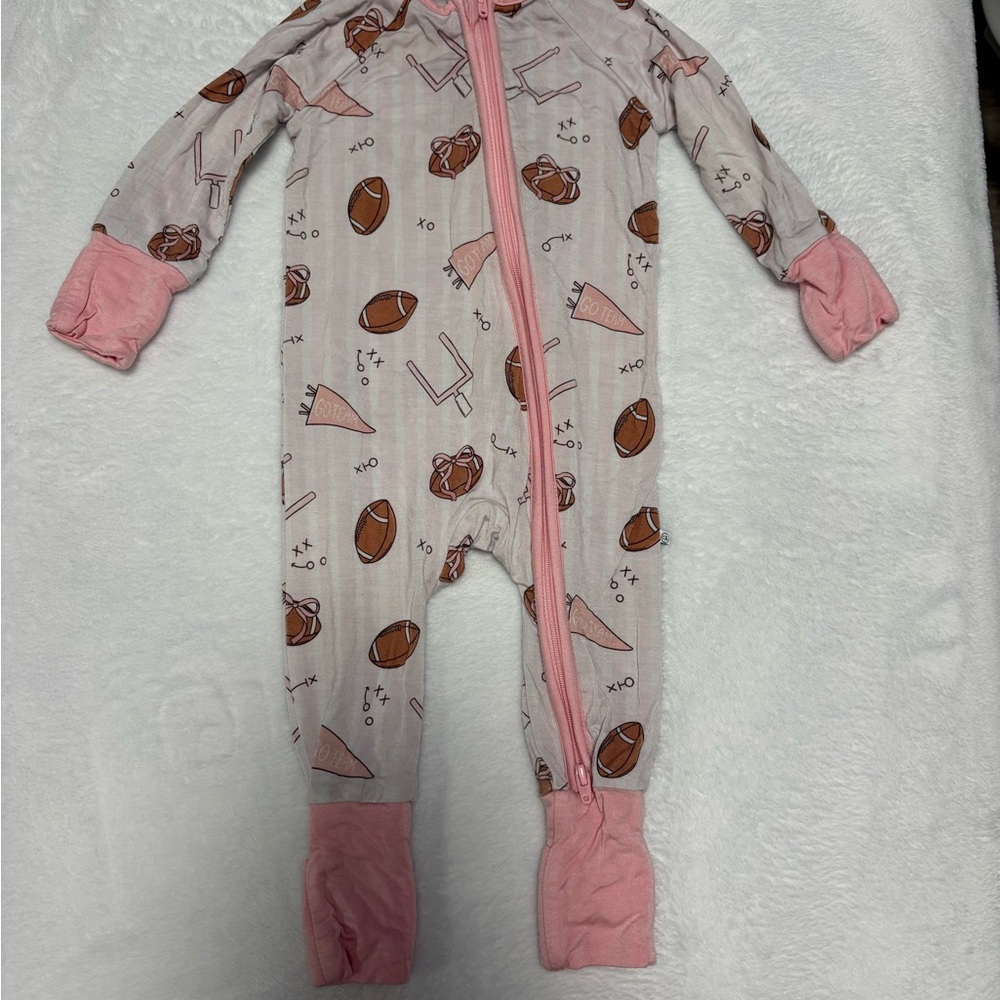 Caden Lane Football Zippy Sleeper | 0–3 Months | Bamboo | EUC